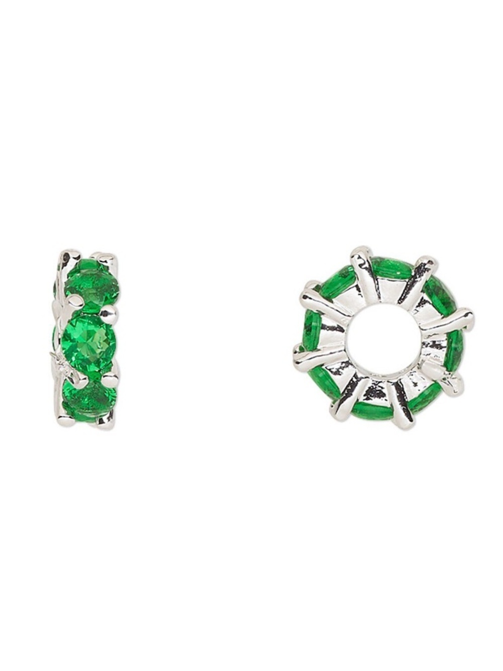 CZ Rondelle Charm Silver Plated Spacer 10.5x3.5mm Bracelet or Necklace Accent
